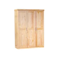 armoire pelle fonctionnelle 3 portes 5 niches et penderie en bois massif naturel