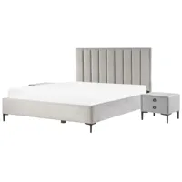 ensemble de chambre en velours gris clair avec lit coffre 180 x 200 cm sezanne 255660