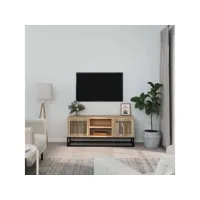 meuble tv, banc tv, meuble télé avec etagères et rangement 105x30x45 cm bois d'ingénierie et fer meuble pro lww45221
