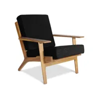 fauteuil en bois avec accoudoirs - bansy noir