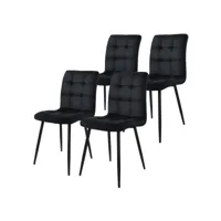 chaise de salle à manger, lot de 4, revêtement en velours noir avec pieds en métal, matériel de montage inclus ml-design 490010152