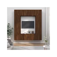 8 pcs ensemble de meubles tv contemporain  bancs tv armoires tv  chêne marron bois d'ingénierie meuble pro frco15065