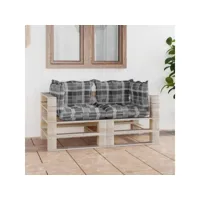 canapé fixe 2 places palette de jardin  sofa banquette de jardin avec coussins bois de pin meuble pro frco49429