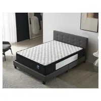 lit avec tête de lit + matelas 140x190cm ressorts ensachés et mémoire de forme-épaisseur 30cm + lit avec tête de lit