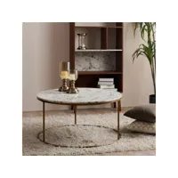 table basse ronde en bois effet faux marbre pieds métal doré laiton teamson home marmo vnf-00075