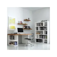 bureau multi 160 avec rangement blanc laqué et chêne