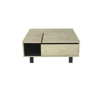 table basse carrée style industriel bois clair et acier noir ross 90 cm sci18sb2920