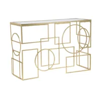 console rectangulaire, en métal doré, avec plateau en verre miroir, couleur or, mesure 41 x 81 x 120 cm 8052773584227