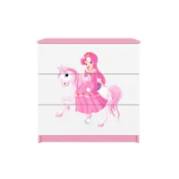 commode enfant princesse sur son cheval - 3 tiroirs 80 cm x 80 cm x 40 cm - rose 1918