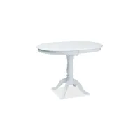 delle - table de salle à manger avec base décorée - dimensions : 100x70x75 cm - plateau en mdf - base en bois - extensible - blanc