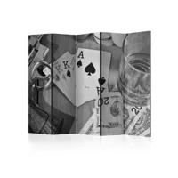 paris prix - paravent 5 volets cards : black & white 172x225cm