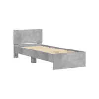 cadre de lit tête de lit gris béton 90x190 cm bois ingénierie