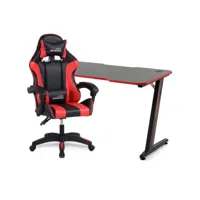 amstrad pack bureau desk120z-red &  fauteuil ams-800-red - finition rouge - largeur 1m20 - style carbone