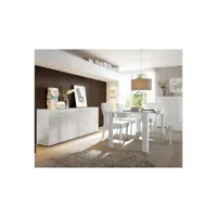 salle à manger complète laqué blanc brillant - trani - l 137 - 185 x l 90 x h 79 cm - neuf