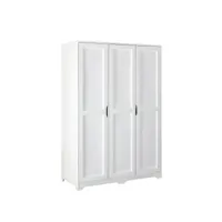 armoire till 3 portes - penderie + rangements - bois massif blanc