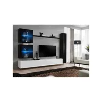 ensemble meuble salon mural switch xviii design, coloris blanc et noir brillant.