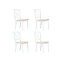 clicnbuy - chaises de cuisine - chaises à dîner 4 pcs blanc et bois clair bois d'hévéa massif 247359