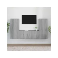 3 pcs ensemble de meubles tv contemporain  bancs tv armoires tv  sonoma gris bois d'ingénierie meuble pro frco27786