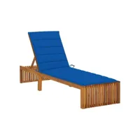 transat chaise longue bain de soleil lit de jardin terrasse meuble d'extérieur avec coussin bois d'acacia solide helloshop26 02_0012340