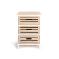 meuble de rangement, commode bois clair 3 tiroirs scandinave 40x29x58cm