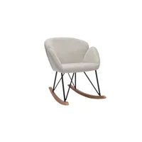 rocking chair en tissu effet velours texturé beige, métal noir et bois clair rhapsody