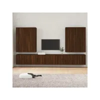8 pcs ensemble de meubles tv - armoire télévision moderne  banc tv chêne marron bois d'ingénierie -neww11697