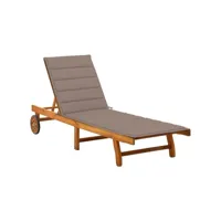 transat chaise longue bain de soleil lit de jardin terrasse meuble d'extérieur avec coussin bois d'acacia solide helloshop26 02_0012378