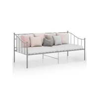 cadre de canapé-lit  lit simple  lit banquette gris métal 90x200 cm ves209210