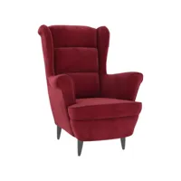 stanley - fauteuil velours rouge bordeaux