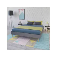 lit en bois avec tissu anthracite 140x190 - lt14010