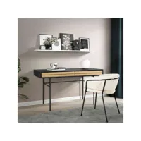 bureau avec tiroirs en bois imitation chêne et noir avec pieds en métal - bu0054