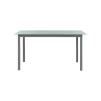 table de jardin gris clair 150x90x74 cm aluminium et verre