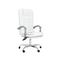vidaxl fauteuil de massage inclinable de bureau blanc similicuir