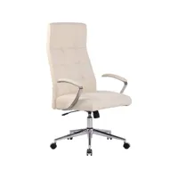 fauteuil de bureau sur roulettes capitonné dossier haut accoudoirs en synthétique crème bur10647