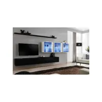 ensemble meuble salon mural switch xvii design, coloris noir et blanc brillant.
