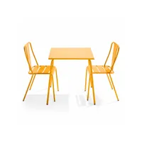 ensemble table de jardin carrée et 2 chaises bistrot jaune - palavas