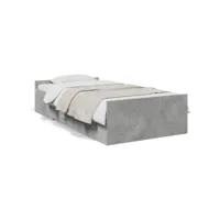 cadre de lit et tiroirs gris béton 75x190 bois d'ingénierie