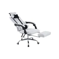 fauteuil de bureau ergonomique avec repose-pieds extensible appui-tête blanc bur10087