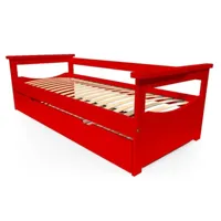 lit gigogne topaze pin massif 90x190  rouge top90-red