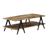 table basse rectangulaire bois massif recyclé et métal noir louane 2