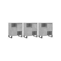 armoire multi-rangement de cuisine - buffets 3 pcs gris béton bois d'ingénierie fr2024