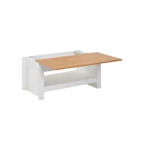 finebuy table basse design 85 x 47 x 45 cm blanc  chêne  table de salon avec rangements  table basse avec compartiment de rangement moderne  table basse carrée