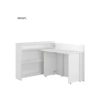 lenart bureau extensible avec rangement work concept cw01 p droit 115 cm blanc mat