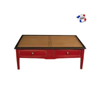 table basse 120 cm avec 2 tiroirs, merisier massif mel-6702mfrn