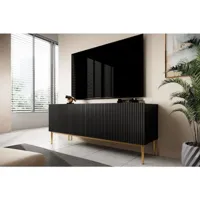 bobochic meuble tv 150 cm kasha pieds or noir