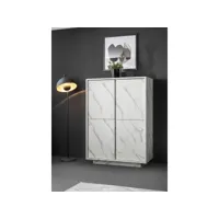 argentier 4 portes visconti finition marbre blanc 92x145x43 cm azura-39586