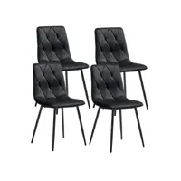 carine - lot de 4 chaises capitonnées noires pieds bois