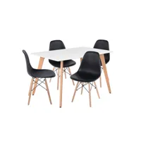 ensemble table à manger rectangulaire 110*70 et 4 chaises scandinave blanc bois