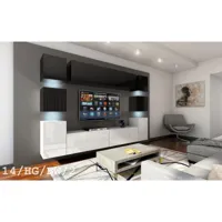 ensemble meuble tv concept 14-hg-bw-2 noir-blanc brillant 256 cm vivadiscount-6915