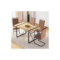 ensemble de table et chaises en brun - table de salle 4 chaises en tissu technique moselota